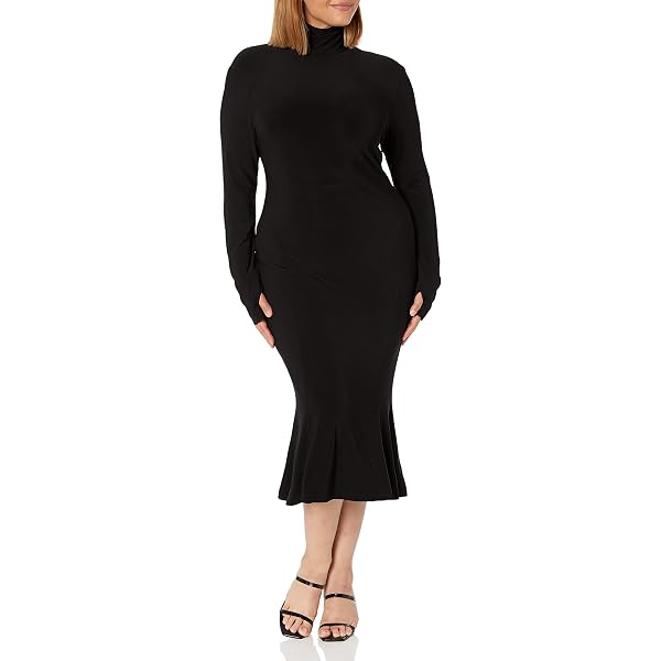 Norma Kamali Womens Long Sleeve Crew Fishtail to Midcalf Cocktail Dress,  Camo, X-Small US at Amazon Women's Clothing store
