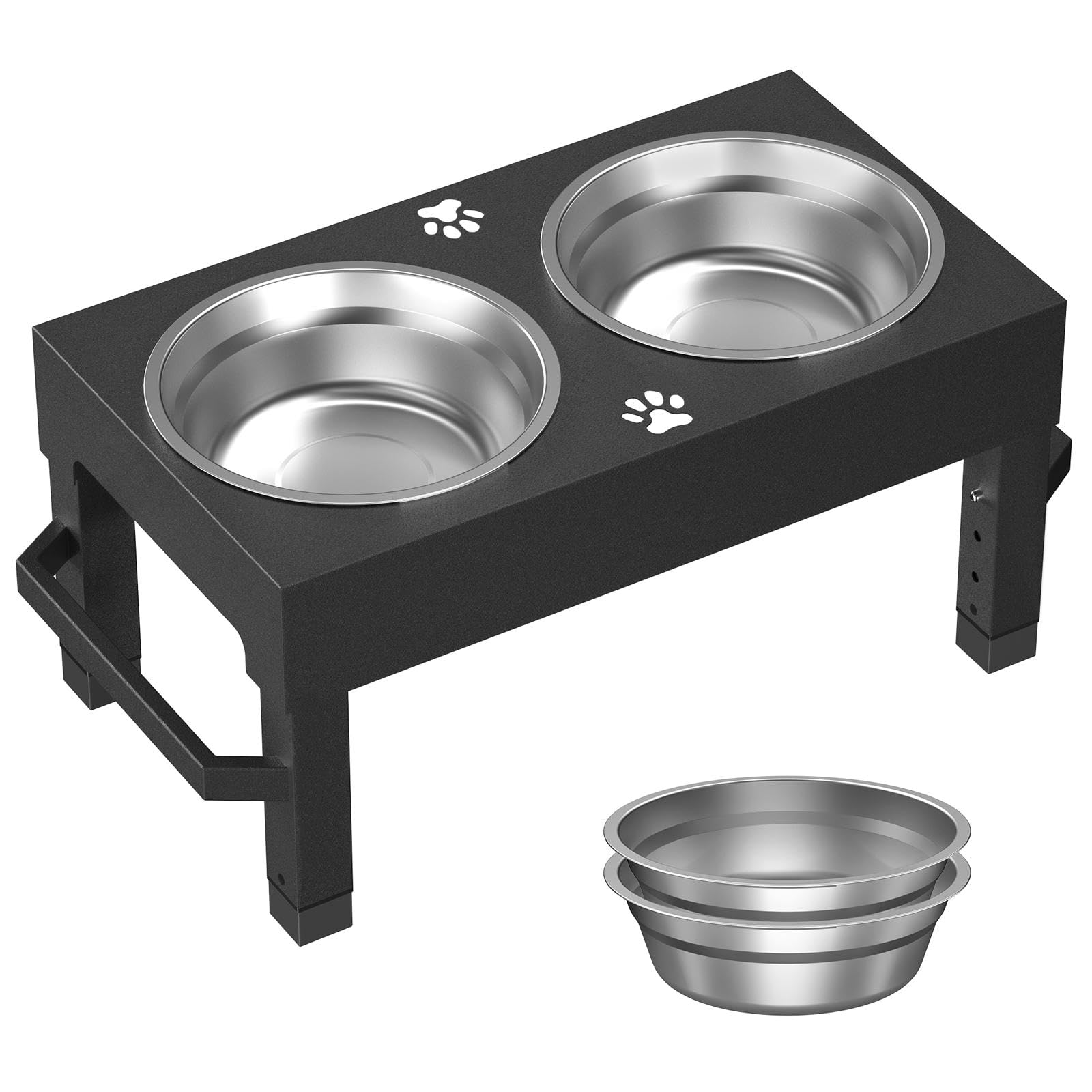 Photo 1 of Elevated Dog Bowls, 4 Height Adjustable Raised Bowl Stand with 2 Stainless Steel 7" Food Feeder Bowls for Small Medium and Large Dogs