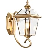 GAAZIE 13.7'' H Copper Porch Light Oil-Rubbed Brass Outdoor Wall Lights with Beveled Glass,Exterior Lighting Wall Sconce for 
