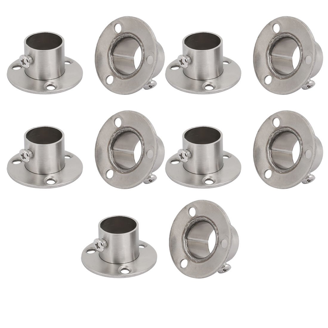 Sourcingmap 10 Pcs 19mm Dia Stainless Steel Rail Rod End Flange Support Bracket for Closet