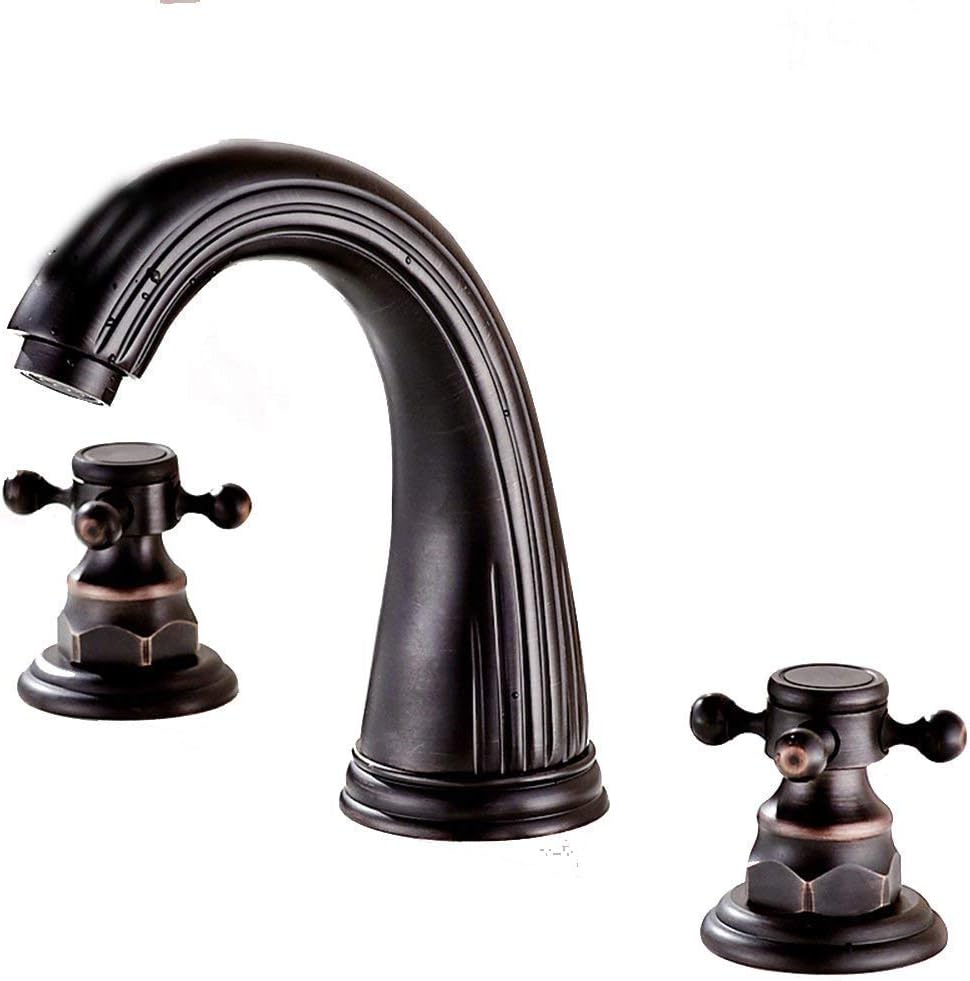 FMOGE Europäischer antiker 3-Loch 3-Körper-Wasserhahn Altes Kupfer Kalt