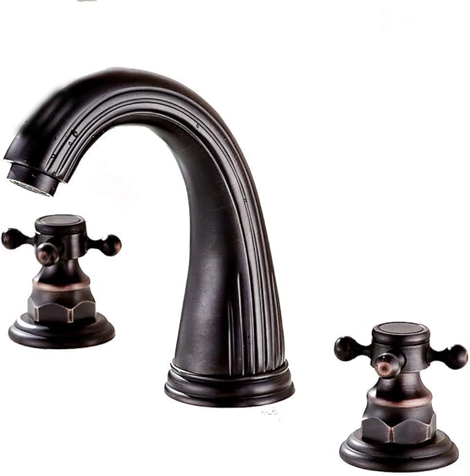 FMOGE Europäischer antiker 3-Loch 3-Körper-Wasserhahn Altes Kupfer Kalt