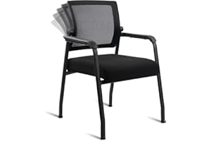 KLASIKA Desk Chair No Wheels with Adjustable Mesh Backrest, Arm Chair with Ergonomic Lumbar Support and Thickened Seats Cushion, Waiting Room Chairs for Office School Church Guest Reception