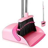 XXFLOWER Broom and Dustpan Set, Dustpans with Broom Combo with Long Handle Adjustable Length for Home, Kitchen,Office,Indoor(
