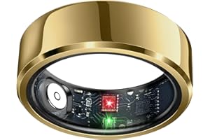 CELESTAURA Smart Ring Health Tracker, Sleep Tracker Ring with Heart Rate, Waterproof Fitness Ring for Activity Monitoring/Steps/Distance/Calories, Air Gestures,Up to 7-Day Battery, for iOS and Android (Gold,#9)