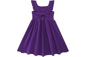 ALLIFLY Little Girls Tie Back Dress Kids Vintage Sundress Casual Sleeveless Dresses 3-7 Years