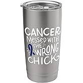 Colon Cancer Survivor Fighter Chemo Dark Blue Ribbon Stainless Steel Insulated Tumbler