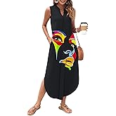 AUSELILY Womens Summer Casual Maxi Dresses 2026 Sleeveless Long Beach Dresses V Neck Loose Sundresses with Side Split Pockets