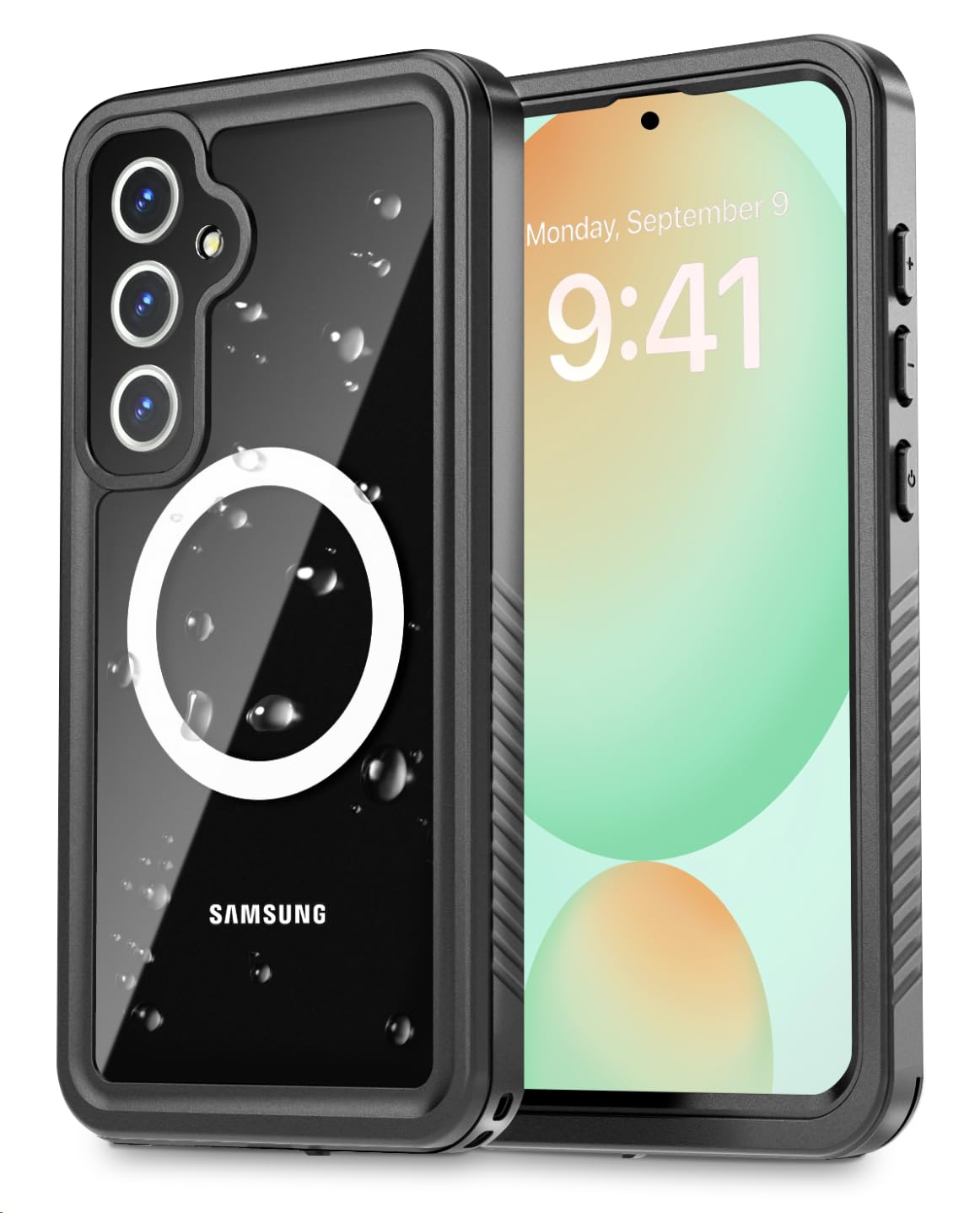 Oterkin Waterproof Case for Samsung Galaxy S24 FE Case Compatible with MagSafe,Full Body Protection S24 FE Phone Case with Built-in HD Screen & Lens Protector [12FT Military] Rugged Case (Black)
