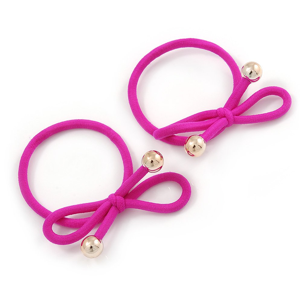 Amazon Com Two Piece Deep Pink Bow With Gold Tone Bead Design