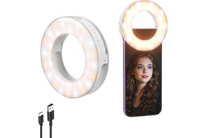 NEEWER Entry Level Version 3.74" Phone Selfie Ring Light Compatible with iPhone, 1W CRI80 60 LED Clip on Portable Rechargeabl