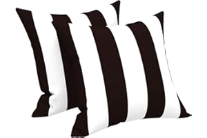 LVTXIII Indoor Outdoor Pillow Covers, Covers ONLY Patio Accent Square Toss Pillow Cushion Case 18” x 18” Pack of 2 for Sofa Couch Patio Furniture Decoration – Cabana Black