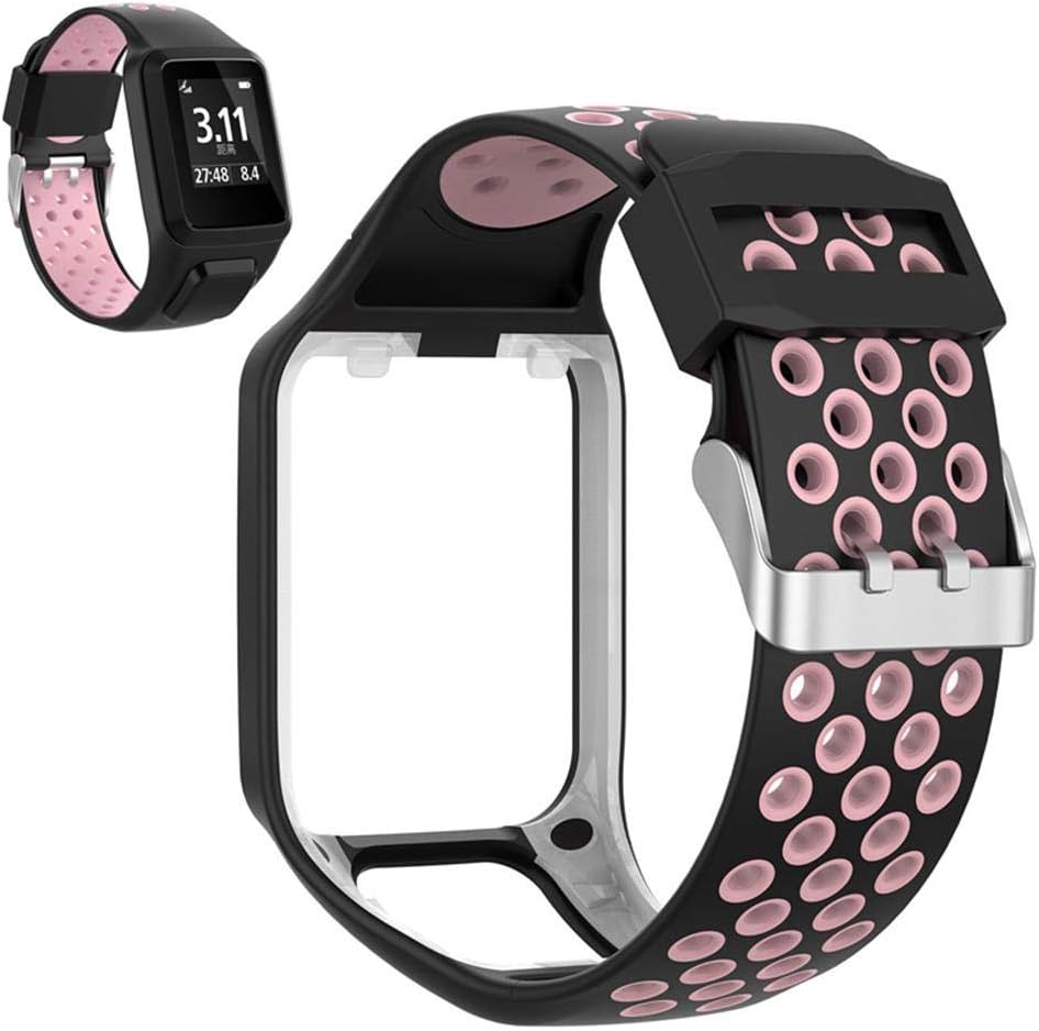Baiwka Silicone Watchband for Tomtom Spark Runner2/3, Watch Strap Replacement Wristband for Tomtom Runner 2/ Runner 3/ Spark 3/ Adventurer/Golfer 2 Sports GPS Running Smartwatch