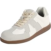 Lrtyu Womens Fashion Sneakers Casual Retro Walking Shoes Comfortable Lace-Up Skate Shoes with Arch Support