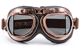 evomosa Motorcycle Goggles Vintage Pilot Style Cruiser Scooter Goggle Outdoor Sand Goggles Bike Racer Cruiser Touring Eyewear for Half Helmet