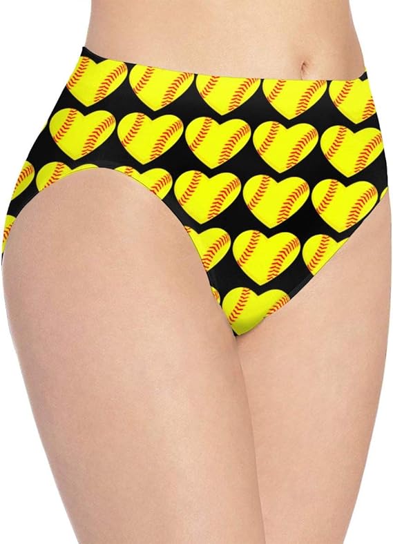 I Love Softball Heart Ms. Print Cute Funny Underwear