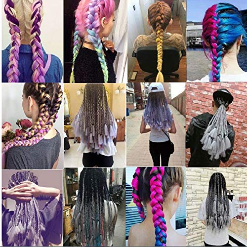 Ombre Kanekalon Braiding Hair 5 Pack Ombre Jumbo Braiding Hair Extensions 24 Inch Jumbo Braid Synthetic Hair for Braiding (5 pack, Black-Dark Brown-Light Brown) - Thumbnail 7