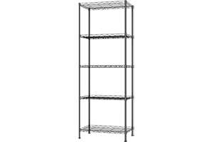 HOMEFORT 5-Shelving Unit, Adjustable Wire Shelving, Metal Wire Shelf Rack Organizer for Kitchen, Pantry, Closet, Bathroom, La
