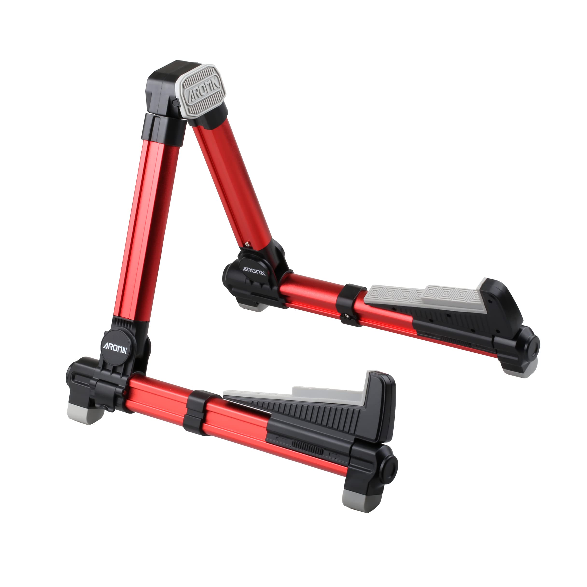 MEELAND Foldable Guitar Stand, Universal A-Frame Guitar Stand, Adjustable and Portable Guitar Rest for Acoustic Guitars,Electric Guitars, Bass and Ukulele Ideal for Stage and Home/Red