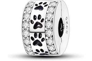 Parmuz Clip Spacer Charm for Bracelet 925 Sterling Silver Pave Cubic Zirconia Clip Lock Spacer Stopper Bead Star Moon Evil Eye charms Jewelry Gift for Woman