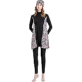SJTYDX Modest Swimwear for Women Muslim Islamic Hijab Swimwear Burkini 3Pcs Arabic Swimming Costume Long Sleeve Beachwear