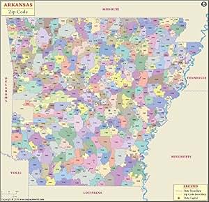 Amazon.com : Arkansas Zip Code Map - Laminated (36" W x 34" H) : Office