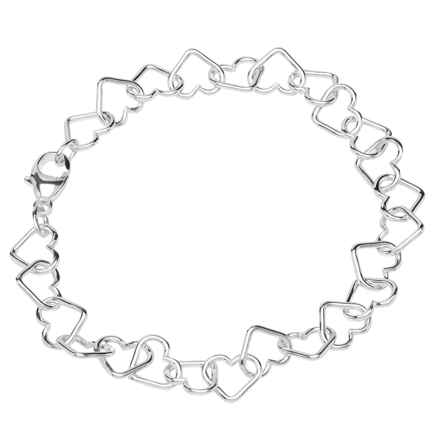 NKlaus bracelet 925 Sterling Silver 18cm heart chain ladies bracelet chain new fine 12774