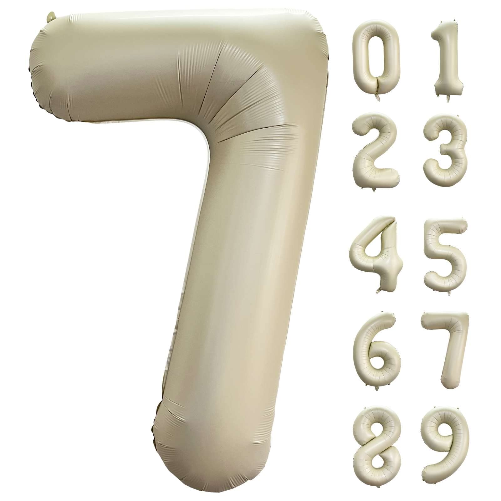 Photo 1 of 40 Inch Cream Sand White Number 7 Balloon Large Size Jumbo Digit Mylar Foil Helium Balloons for Birthday Party Celebration Decorations Graduation Anniversary Baby Shower Photo Shoot