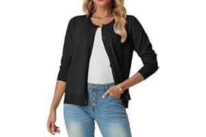 GRECERELLE Women's Long Sleeve Lightweight Crewneck Casual Cardigan Sweater, S-2XL