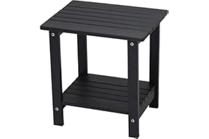Byzane Double Adirondack Side Table, Patio Outdoor End Table Weather Resistant,Rectangular Table for Patio, Garden, Lawn, Indoor Outdoor Companion, Black
