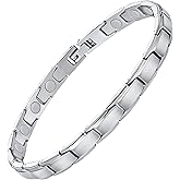 Feraco Magnetic Bracelet for Women Titanium Steel Magnetic Bracelet with Neodymium Magnets, Christmas Jewelry Gifts (Silver)