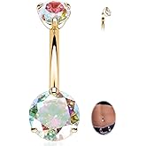 FUNLMO 14G Belly Button Ring Titanium Belly Button Piercing Belly Ring Internally Threaded Navel Piercing Jewelry