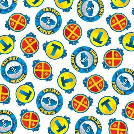 Thomas The Train Color Express Signs and Numbers Fabric by The Yard