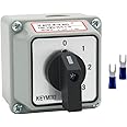Keymoo 20A Rotary Changeover Switch with Box, 660V 4 Position 2 Poles 8 Terminals, Blue Universal Selector Switch with Blue Fork Terminals IP65 CE 26-20/0-3.2D(BLUE)
