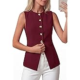 BTFBM Blazers for Women Vest Tops Business Casual Outfits Button Down Sleeveless Pockets Office Work Clothes Spring 2026