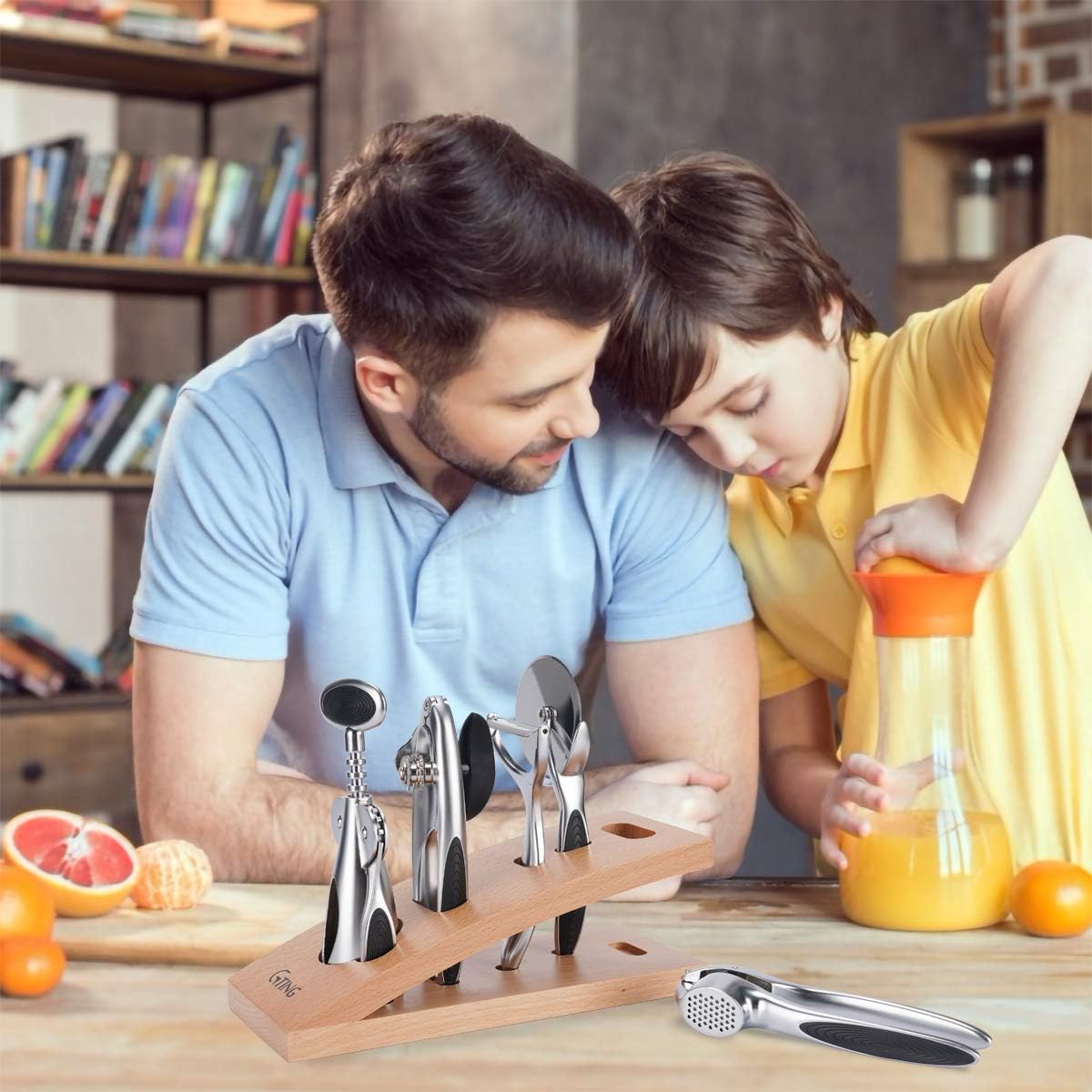 Kitchen Utensil Set, G-TING 6 Pieces Zinc Alloy Gadget Set Essentials Kitchen Tool Set with Soft Touch Black Handles Holder Kitchen Tools Kitchen Accessories Household Kitchenware Easy to Clean: Kitchen & Dining