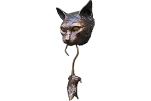 Cat and Mouse Wall Hangings, Door Knocker, Cat Door Knocker Sculpture Brown Cast Iron Front Door Decor, Resin Cat Door Knocke