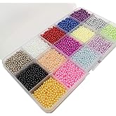 Chenkou Craft 12000pcs 2.8mm Assorted 15 Colors No Hole Round Ball Bead Scrapbooking Craft DIY Beads Decoration + Plastic Box (Assorted Colors, 2.8mm)