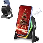Hupoaf 5 in1 Wireless Induction Speaker with Mirror [Powerful Sound] | Stereo Sound, RGB Ambient Light, 2600mAh, Tech Gifts for Men Women, Adjustable Phone Stand for iOS/Android, Shower, Outdoor