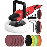 AVID POWER Car Buffer Polisher, 6 Variable Speed 1000-3500 RPM, Rotary Buffer Waxer Kit with 6-inch and 7-Inch Backing Plate, 1200W Car Polisher for Car Detailing, Polishing, Waxing