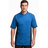 Short Sleeves side Mesh Vented Chef Coat Jacket Uniform Unisex for Food Service, Caterers, Bakers and Culinary Professional