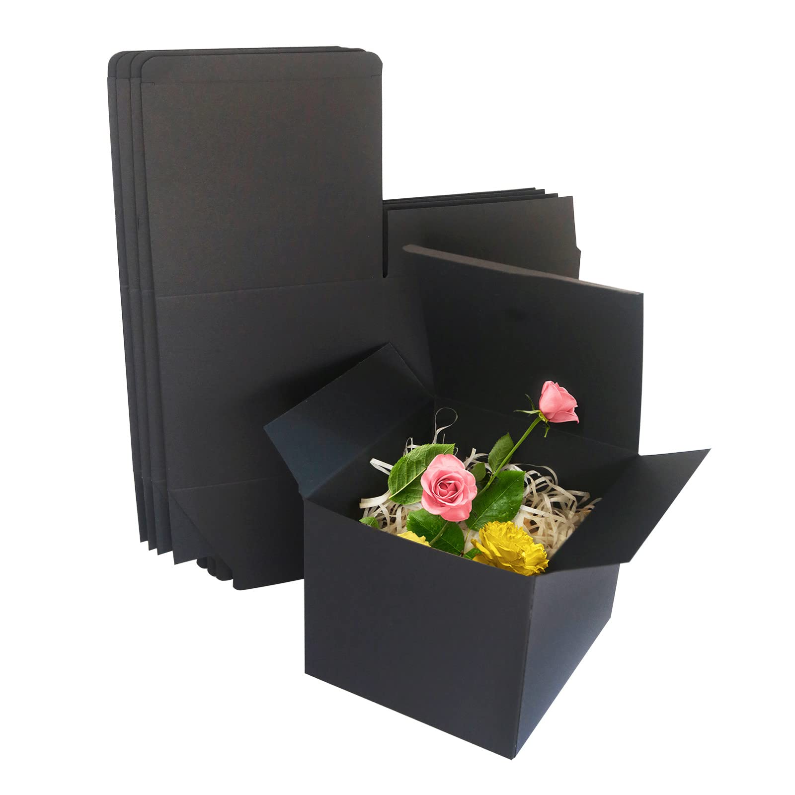 STRBOXONG Black Kraft Gift Boxes, 130x130x130 mm Small Empty Gift Boxes with Lids for Presents, Sweet Favour Boxes for Parties, Weddings or Birthday (25 Pcs)