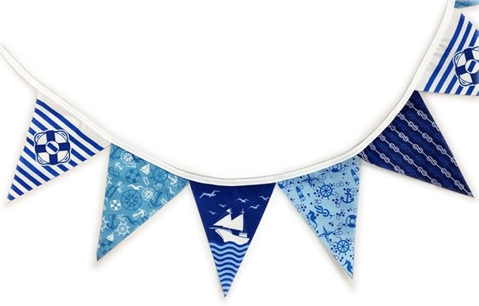 Amazon フラッグガーランド No 5 マリン ヨット フラッグ90 115mm 16枚連続 全長2800mm ミニ三角連続旗 パーティーグッズ ホビー