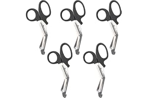 IronSeals 5 Pack Stainless Steel Tactical Bandage EMT Medical First Aid Shears Black