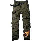 TRGPSG Men's Fleece Lined Hiking Pants Camo Ski Pants Outdoor Ripstop Winter Casual Cargo Pants with 8 Pockets
