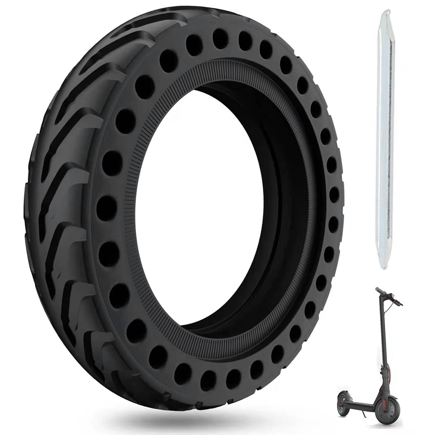 OUXI Xiaomi M365 Solid Tyre, Puncture Proof Electric Scooter Tyres Tire Replacement Wheel 8.5 Inch Explosion Proof Rubber Honeycomb Front/Rear for Xiaomi Mijia M365 Pro (1PCS)