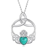 Tajuxa Claddagh Necklace for Women 925 Sterling Silver Celtic Necklace for Women Irish Jewelry Gifts for Women