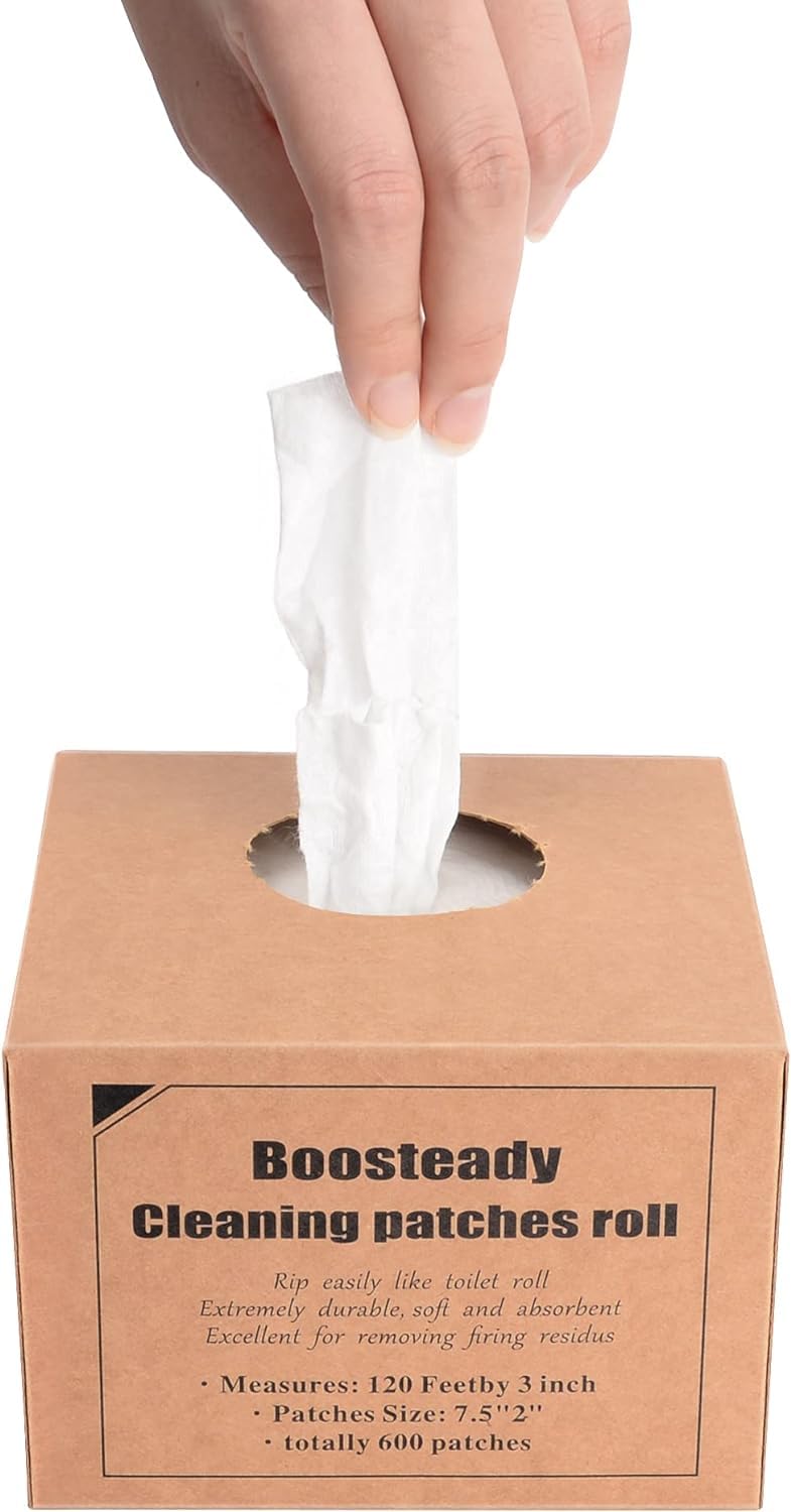 BOOSTEADY Gun Cleaning Patches Professional Square in Carton Box Bulk for Handgun Shotgun Rifle