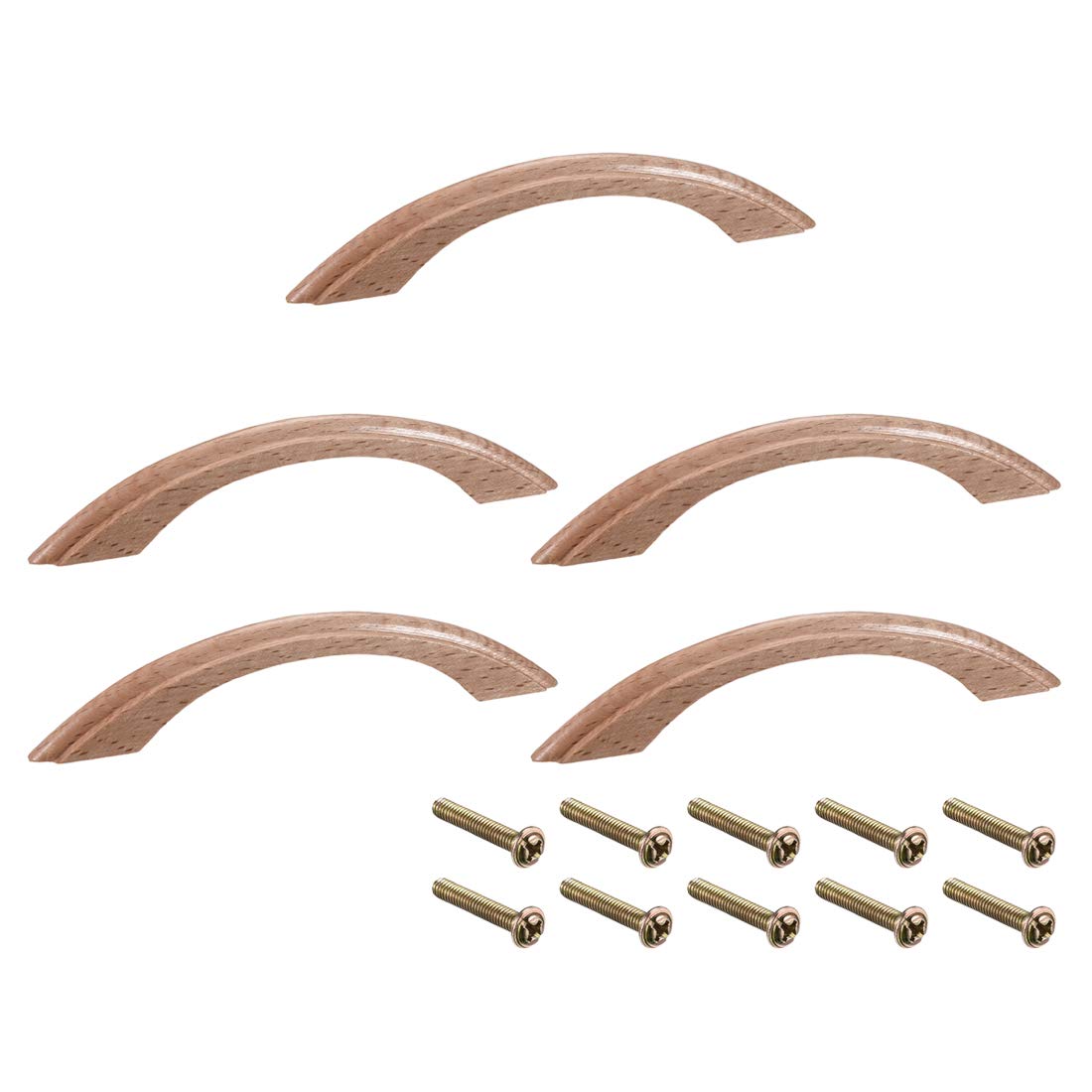sourcing map Wood Pull Knobs, 5Pcs 97mm Hole Distance 125mm Length Cabinet Furniture Kitchen Pulls Handles for Dresser Drawer Wardrobe