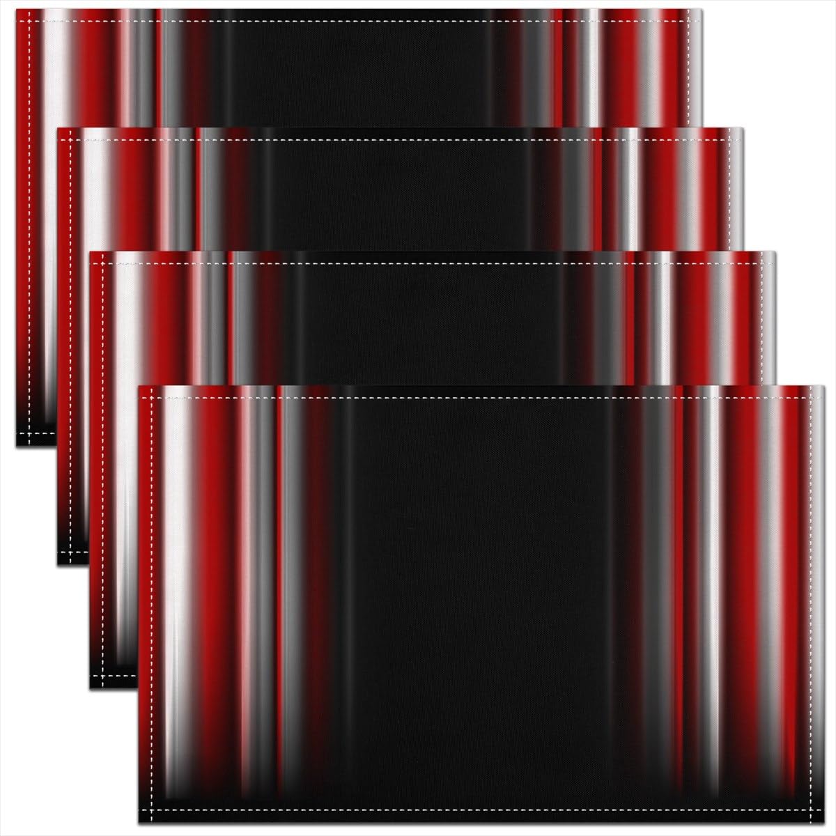 Ombre Red White Black Placemats Set of 4,Ombre Effects Table Place Mats, Modern Placemat for Kitchen Dining Table Indoor Outdoor Abstract Art Design Table Mat 45x30cm